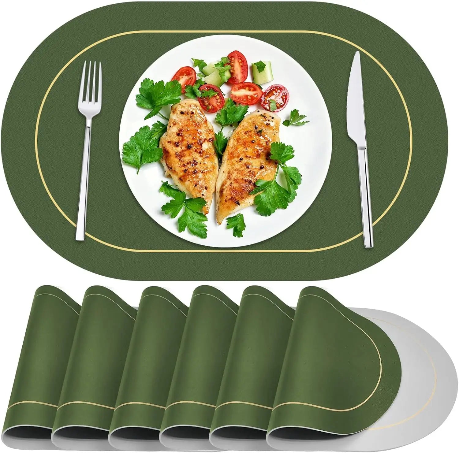 Table Leather Placemats Heat Resistant Placemats Washable Table Mats Wipeable Place Mats for Dining Table Coffee Shop Decorat
