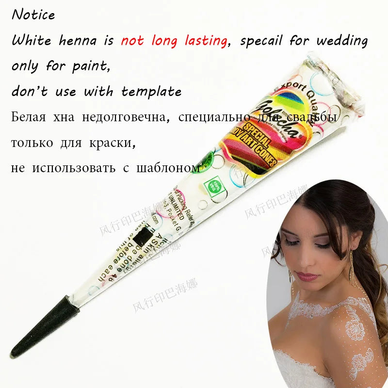 GOLECHA Black Brown Red White Henna Cones Indian Henna Tattoo Paste For Temporary Tattoo Body Art Sticker Mehndi Body Paint