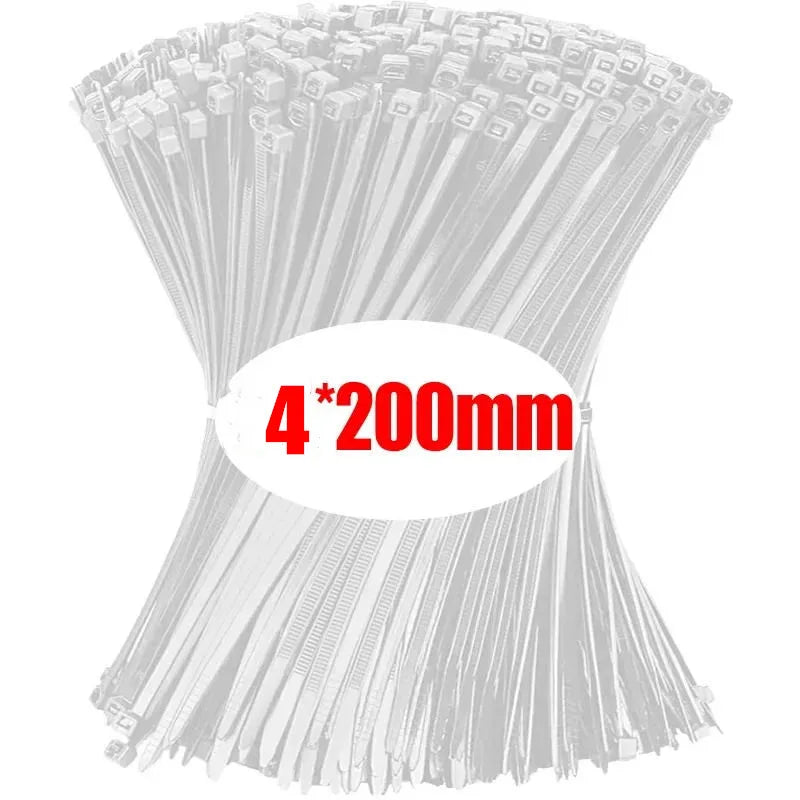 1000/100Pcs Nylon Cable Ties Self-locking Cord Ties Straps Adjustable Cables Fastening Loop Home Office Wire Zip Ties