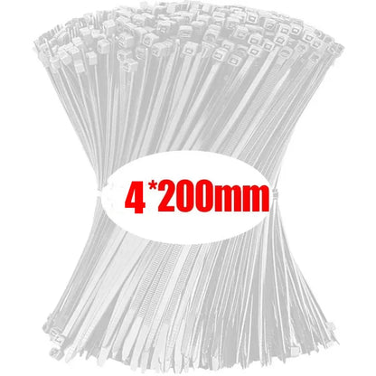 1000/100Pcs Nylon Cable Ties Self-locking Cord Ties Straps Adjustable Cables Fastening Loop Home Office Wire Zip Ties