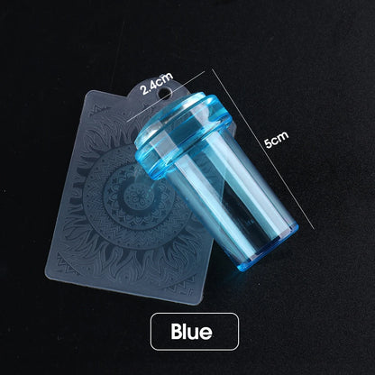 1pc Transparent Silicone Nail Art Stamping Kit French Design For Manicure Plate Stamp Polish Seal Two Side Stamper Scraper To