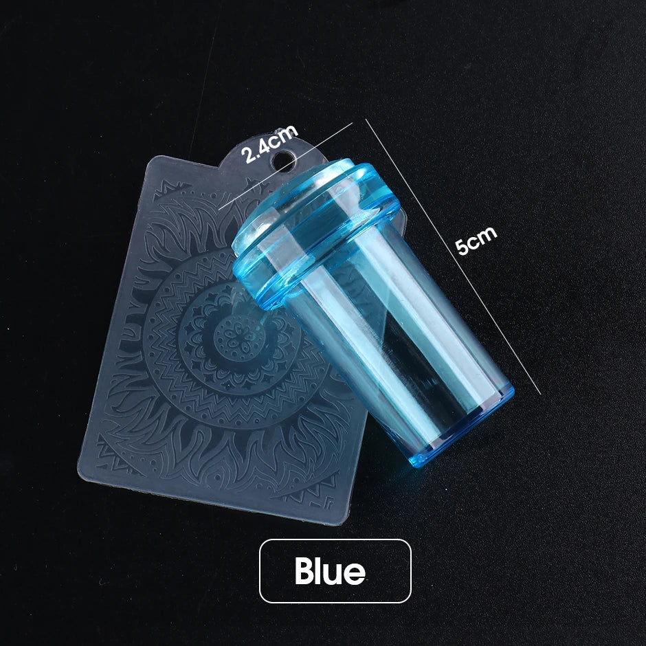 1pc Transparent Silicone Nail Art Stamping Kit French Design For Manicure Plate Stamp Polish Seal Two Side Stamper Scraper To