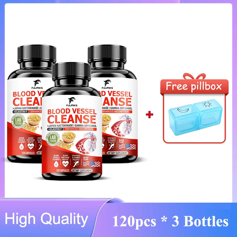 Blood Vessel Cleanse Capsules, Clean Flexible Vessels Heart Blood Promote The Best Blood Circulation And Prevent Muscle Cramp