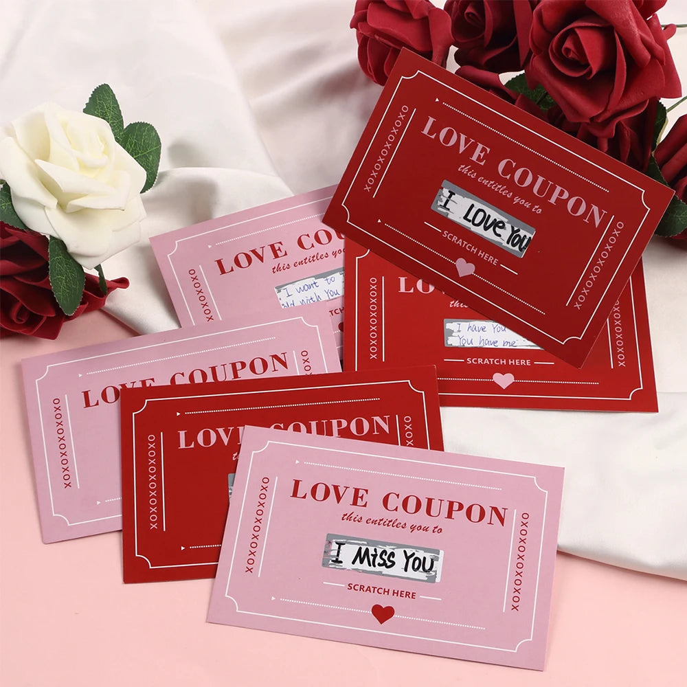 10Pcs/20Pcs Scratch-Off Love Coupons Couple Scratch Off Cards Valentine's Day Wedding Anniversary Creative Gifts