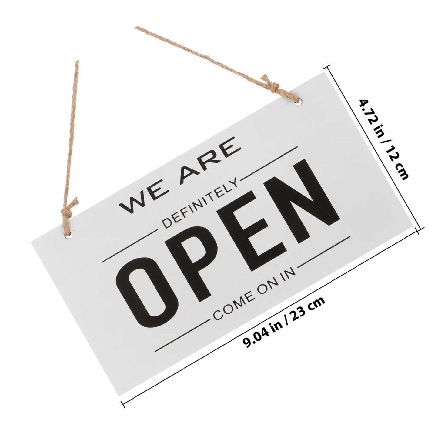 Double-Sided Wooden Store Sign White Simple Design Open Closed Sign for Door Hanging Rustic Decor