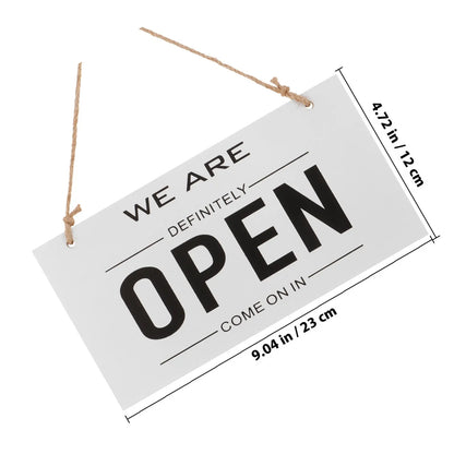 Double-Sided Wooden Store Sign White Simple Design Open Closed Sign for Door Hanging Rustic Decor