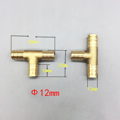 T Way T-Shape Brass Barb Pipe Hose Fitting 3 Way Connector for 4mm 5mm 6mm 8mm 10mm 19mm Hose Copper Pagoda Water Tube Fittin
