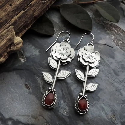 Vintage Bronze Dragonfly Earrings Fashion Gold Color Metal Carving Pattern Inlaid Moonstone Drop Earrings for Women Jewelry -