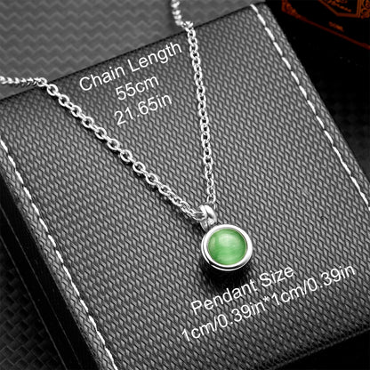 Stainless Steel Birthstone Pendant Necklace - Cremation Ashes Jewelry with Colorful Gemstones, Keepsake Memorial for Human As