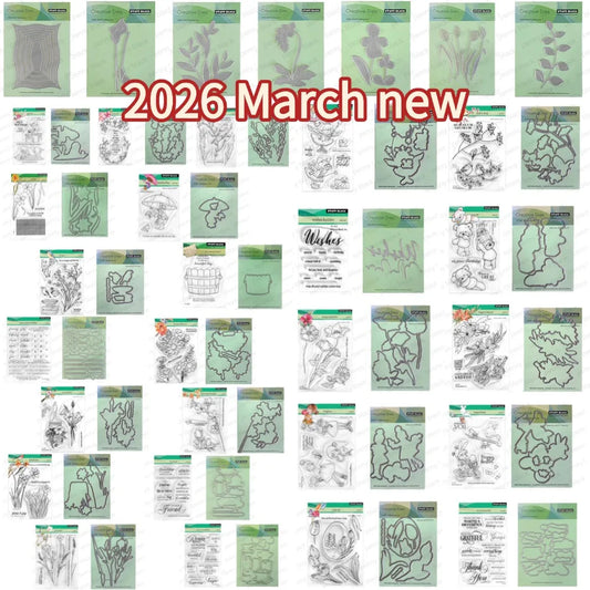 New 2026 March Elegant Beauty Metal Cutting Die And Stamps Scrapbooking Background DIY Decoration Craft Embossing Card Handma