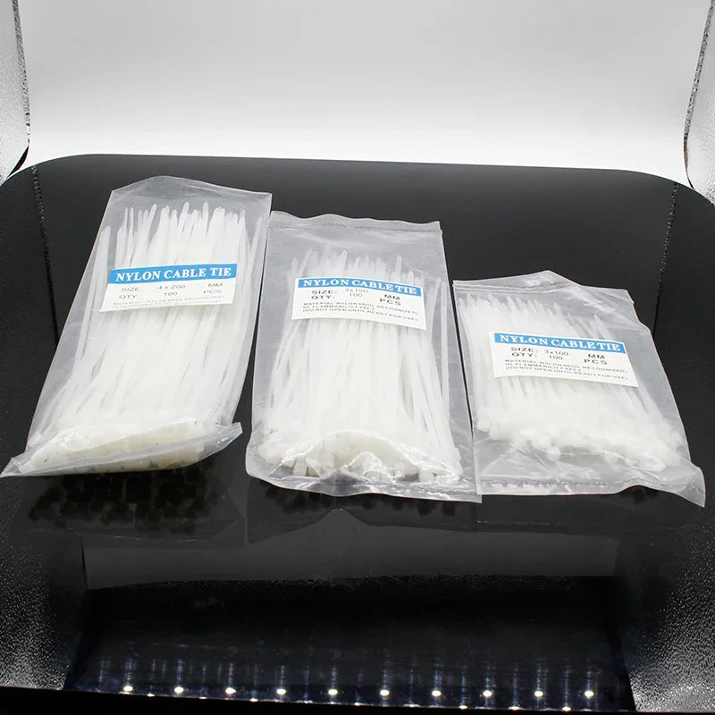 300 Pcs Nylon Cable Self-locking Plastic Wire Zip Ties Set 3*100 3*150 4*200 MRO & Industrial Supply Fasteners & Hardware Cab