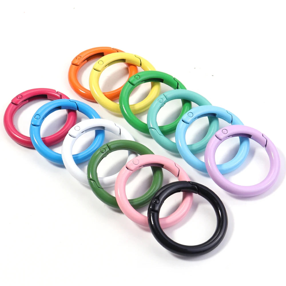 5-10pcs/lot Colorful Spring Clasps Openable Round Carabiner Keychain Bag Clips Hook Dog Chain Buckles Connector For DIY Jewel