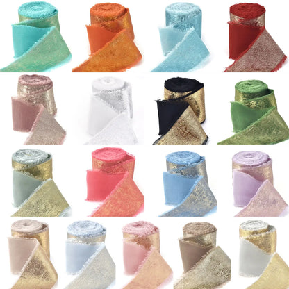 5M/Roll Silk Ribbon Handmade Ripped Ribbon Wedding Party Bowtie Bouquet Packaging DIY Ribbon Gift Box Ribbon Tie Decoration