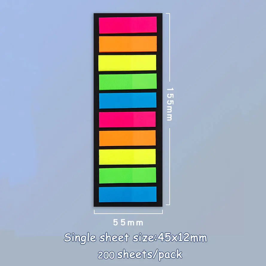 JCD 100 200 Sheets Sticky Notes Memo Pad Notes Index Transparent Post Stickers Bookmarks Notepad School Office Supplies - E