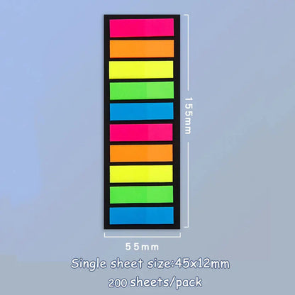 JCD 100 200 Sheets Sticky Notes Memo Pad Notes Index Transparent Post Stickers Bookmarks Notepad School Office Supplies - E