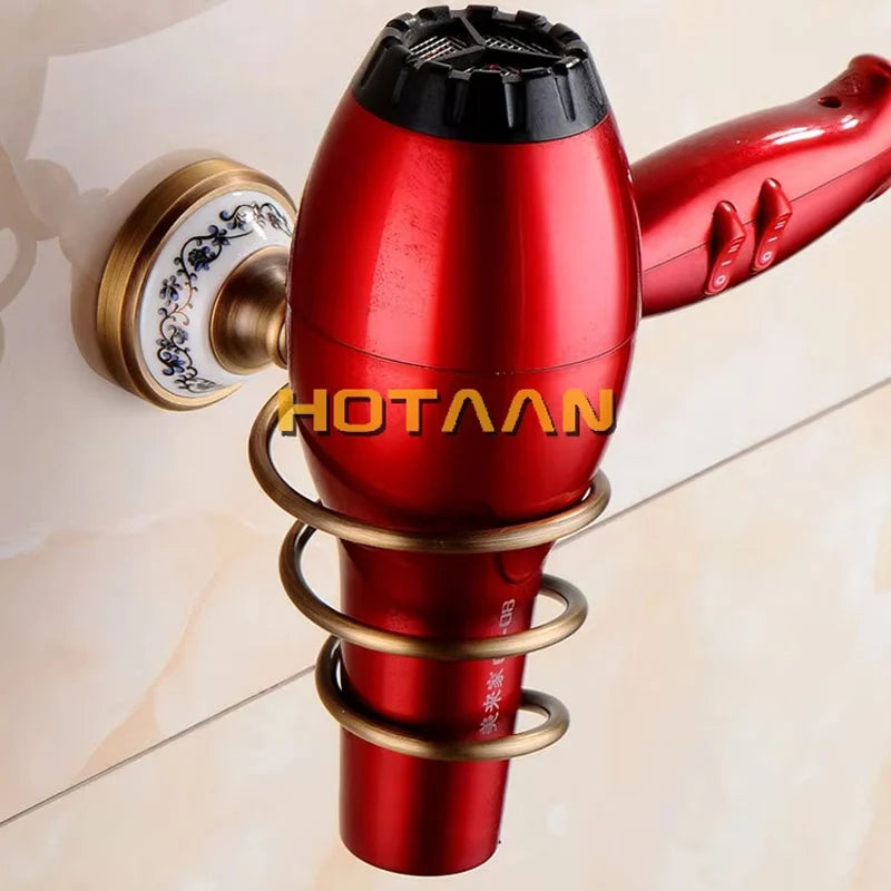 Antique Brushed Solid Brass Bathroom Accessories Sets European Porcelain Bathroom Hardware Sets Ceramic Retro Bathroom Produc