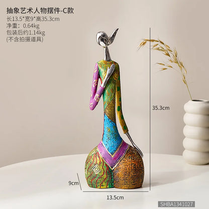 Abstract Art Figurine, Resin Decorative Craft, Home Decorative Accessories for Bedroom, Living Room, and Study - W60318D