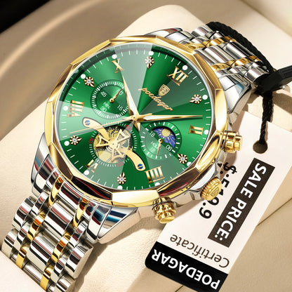 POEDAGAR Luxury Men Watch Top Original Waterproof Luminous Chronograph Man Wristwatch Stainless Steel Quartz Men's Watches Re