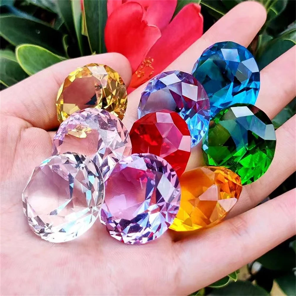 10 Colors Crystal Diamond Shaped Paperweight Decorative Cut Glass Giant Gemstone Wedding Office Desktop Ornament Birthday Gif