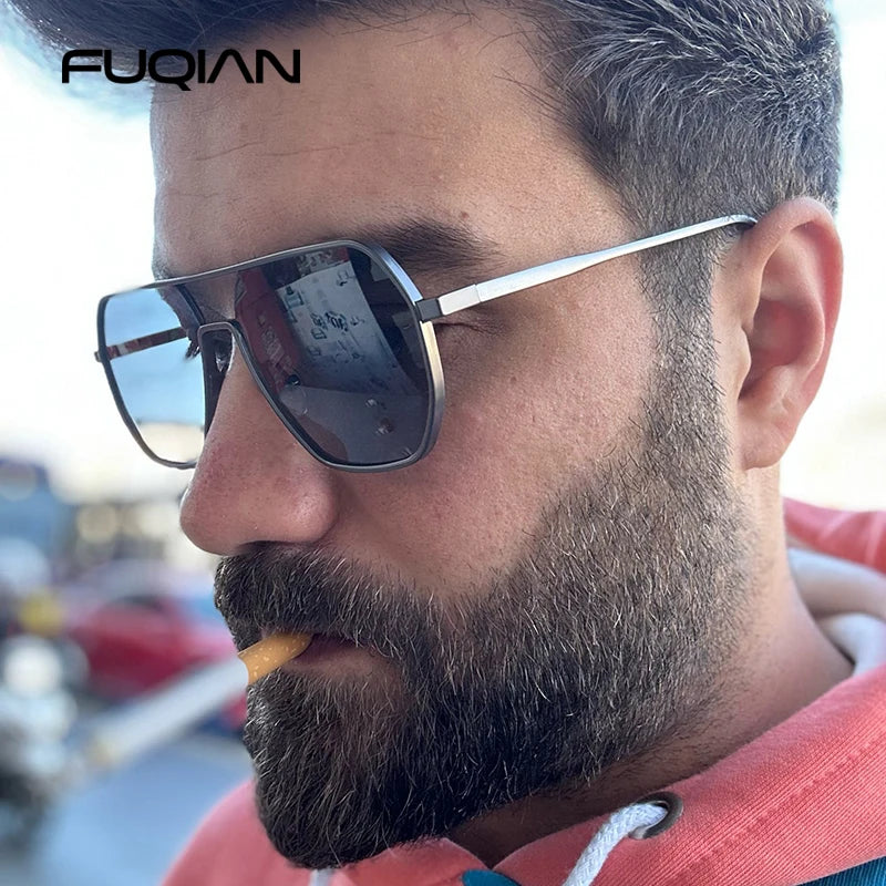 Luxury Metal Photochromic Sunglasses Men Women Fashion Polarized Sun Glasses Stylish Chameleon Anti-glare Driving Shades UV40
