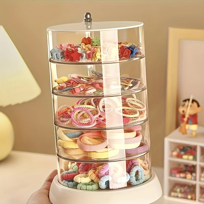 3/4/5-Layer Rotating Jewelry Organizer - Plastic Multi-Tier Storage Box, Transparent Hair Ring Display for Dressing Table - 5