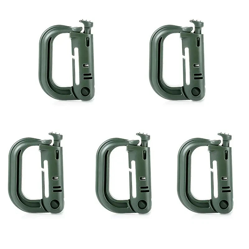 5Pcs Plastic D-Ring Tactical Carabiner Grimlock Lock Hard Hook Buckle Clip For Molle Webbing Accessories Backpack/Pouch/Bag/B