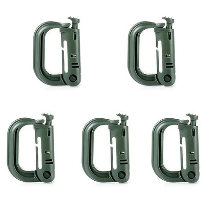 5Pcs Plastic D-Ring Tactical Carabiner Grimlock Lock Hard Hook Buckle Clip For Molle Webbing Accessories Backpack/Pouch/Bag/B