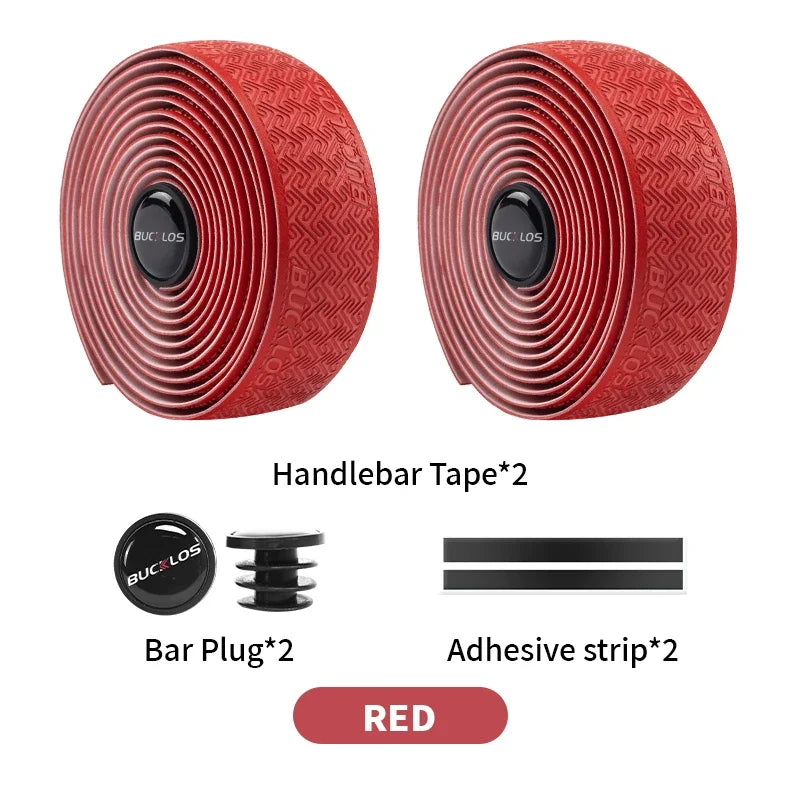 BUCKLOS Bicycle Handlebar Tapes Road Bicycle Handlebar Tape Anti-slip Waterproof Cycling Bar Wrap Road Bike Accessories - Red