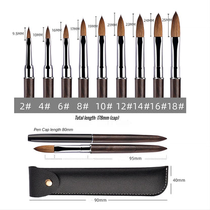 100% Kolinsky Acrylic Nail Brush Purple Sandalwood Handle Crimped UV Gel Carving Pen Brush Liquid Powder DIY Nail Drawing