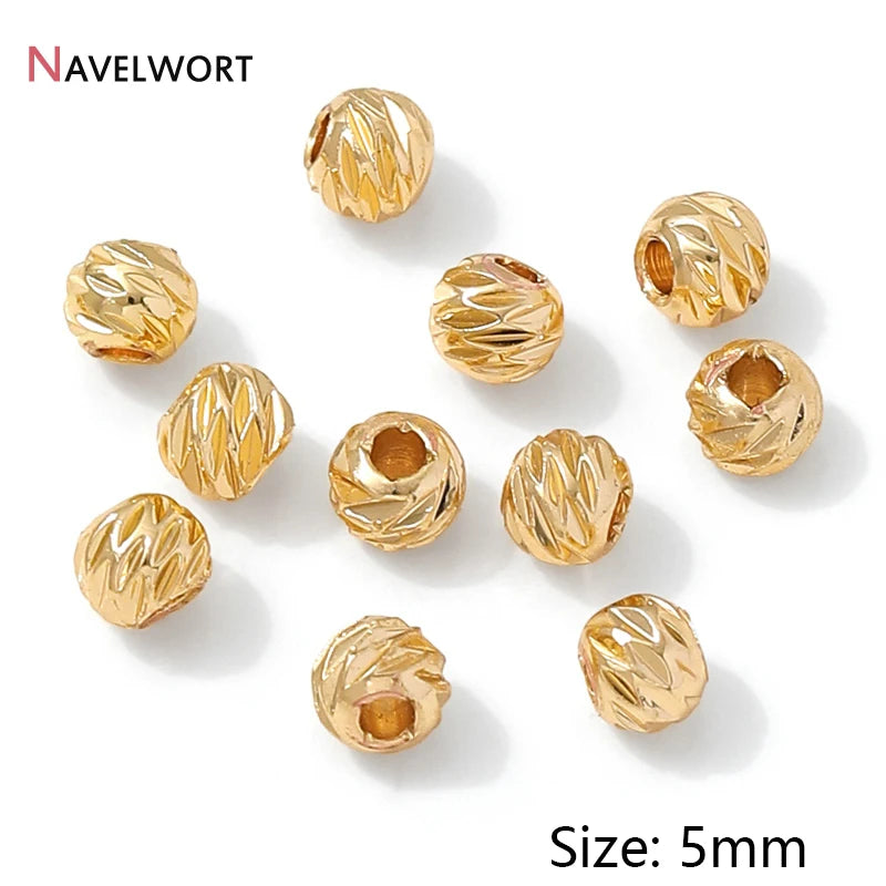 14K Gold Plated Oval Stripe Spacer Beads,Beads Separator,Brass Metal Flat Spacer Beads For Bracelet Necklace Making Accessori