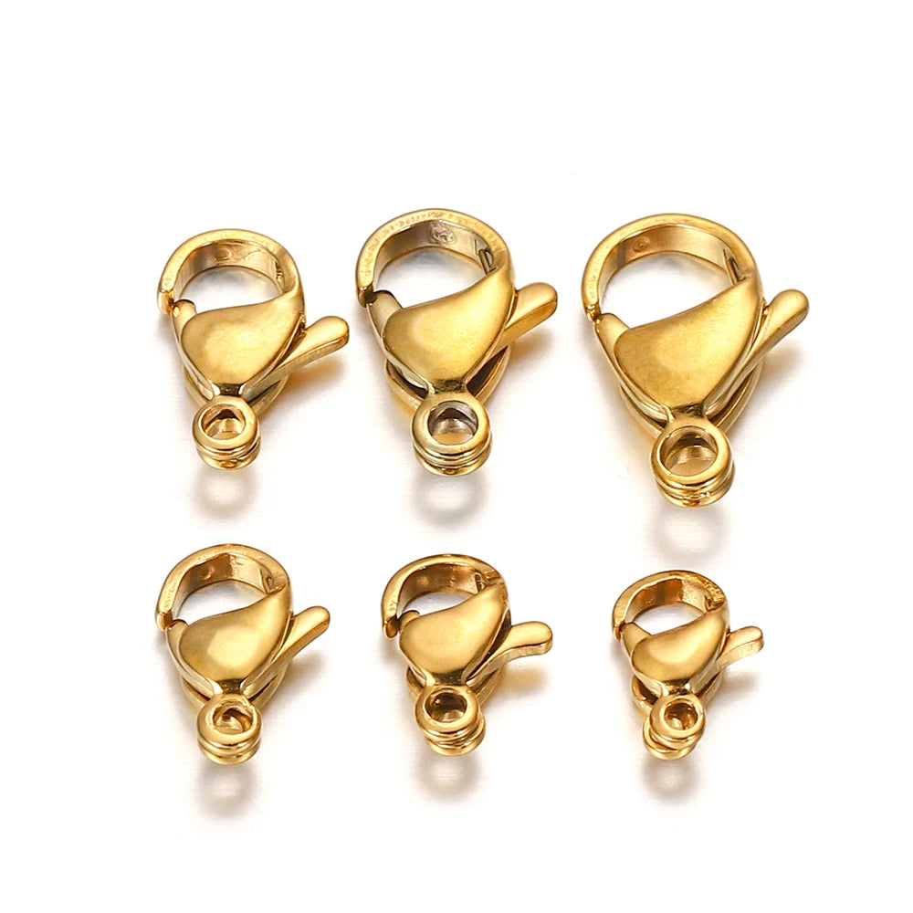 10/20/30Pcs Stainless Steel Gold Plated Lobster Clasp Claw Clasps For Bracelet Necklace Chain Diy Jewelry Making Supplies