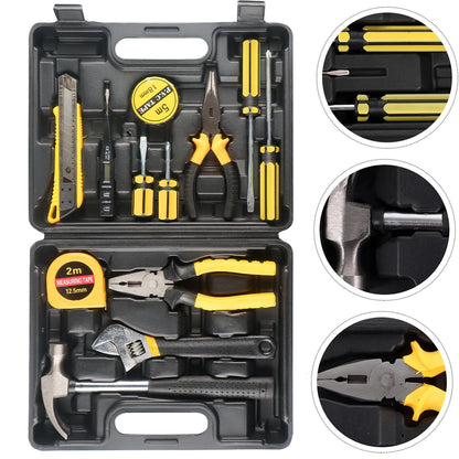 8/9/12/13Piece Tools Set General House hold Hand Tool Kit with Plastic Toolbox Storage Case Used to Car repair And home Repai
