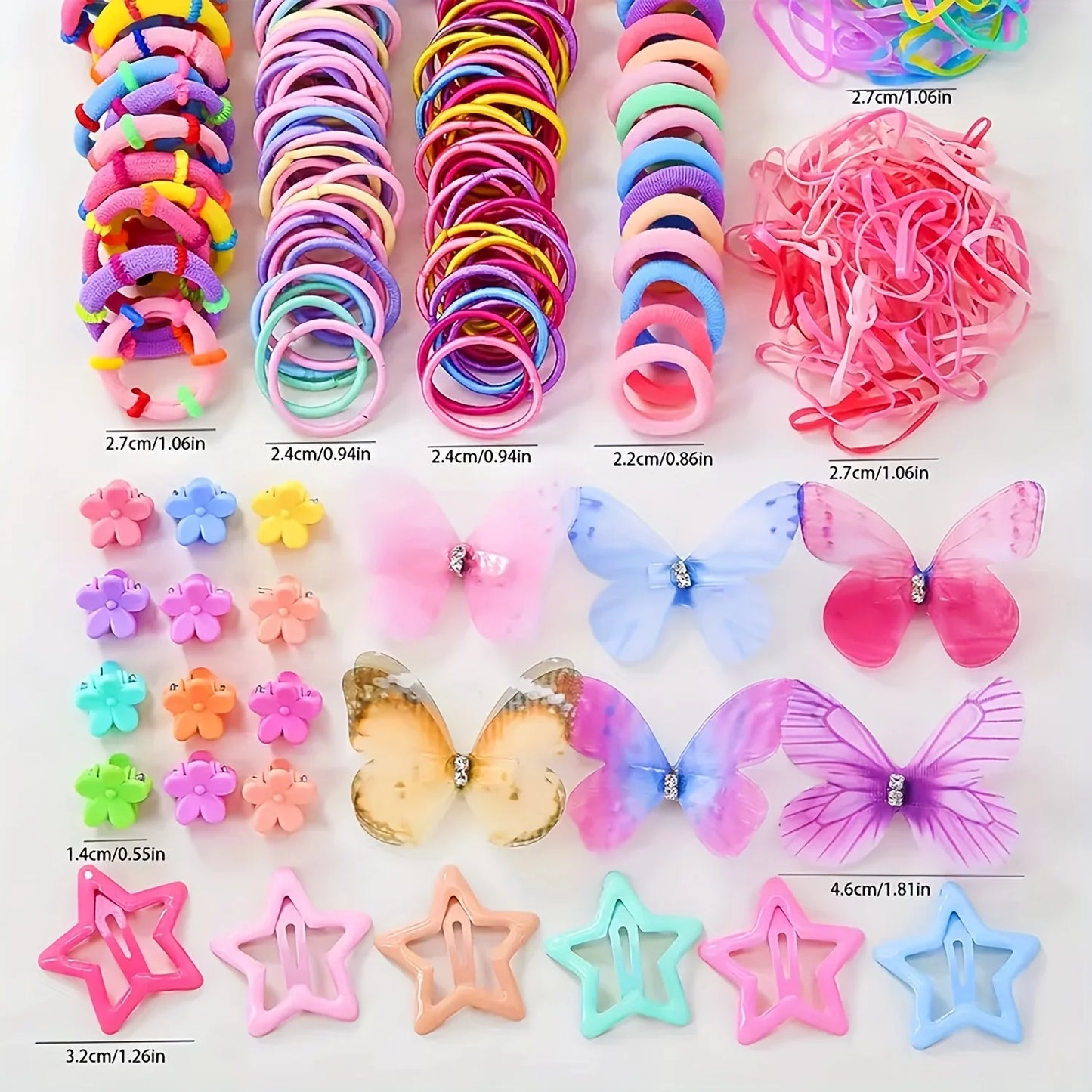 941 sets of colorful and cute outfits for girls | Includes various clips, hair ties, flowers, and double-layered bow headpiec