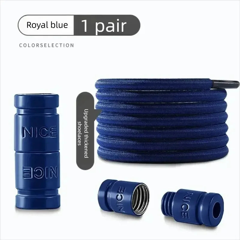 Colorful Metal Lock Sneakers Elastic Shoelaces No Tie Sports Shoe Laces Capsule Lock Stretch Rubber Shoestrings for Easy Wear