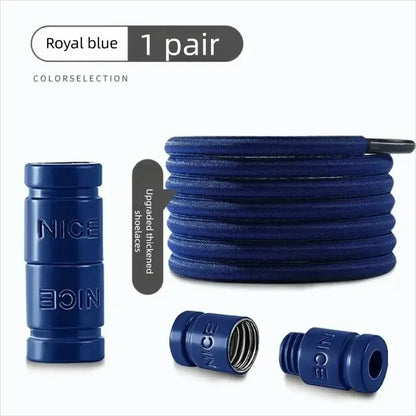 Colorful Metal Lock Sneakers Elastic Shoelaces No Tie Sports Shoe Laces Capsule Lock Stretch Rubber Shoestrings for Easy Wear