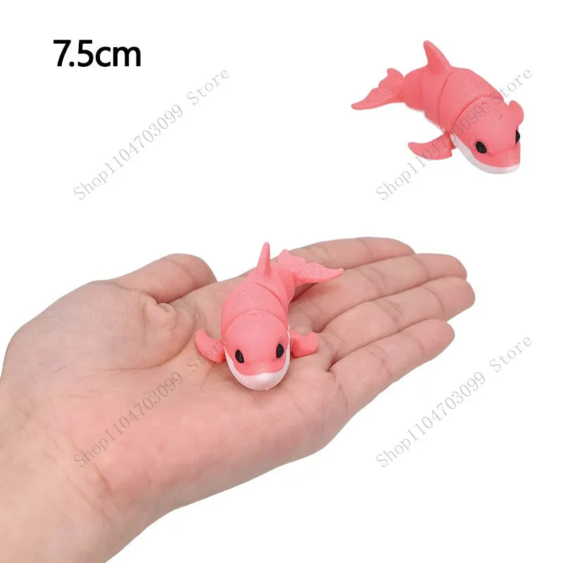 3D Printed Animal Figure Movable Joint Model Shark Bearded Dragon Dolphin Hermit Crab Ferret Raccoon Angler Fish Home Decor G