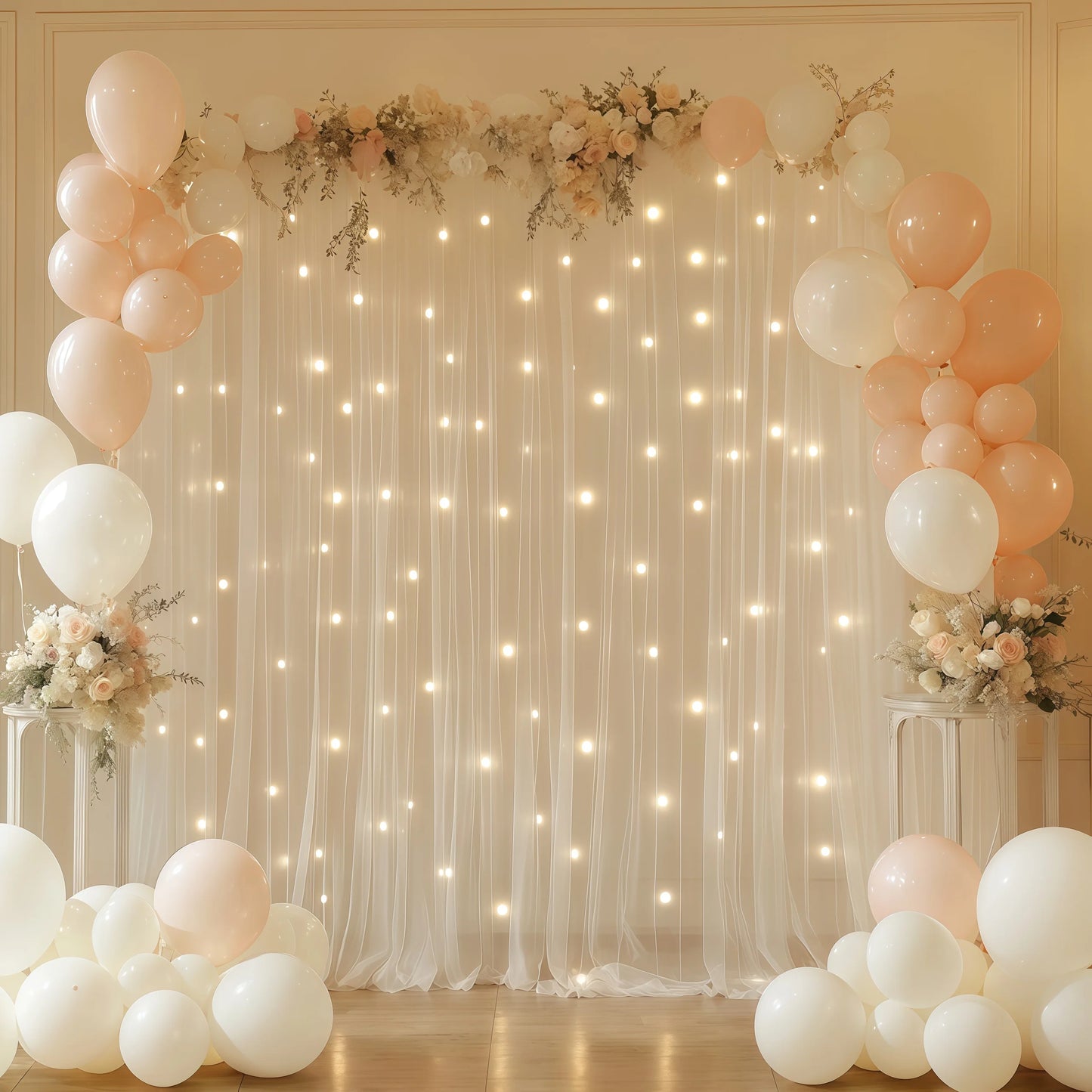 3*3m Tulle Backdrop Curtains, Optional Curtains Light, Decoration for Home Wedding Birthday Party Christmas Photography Backd