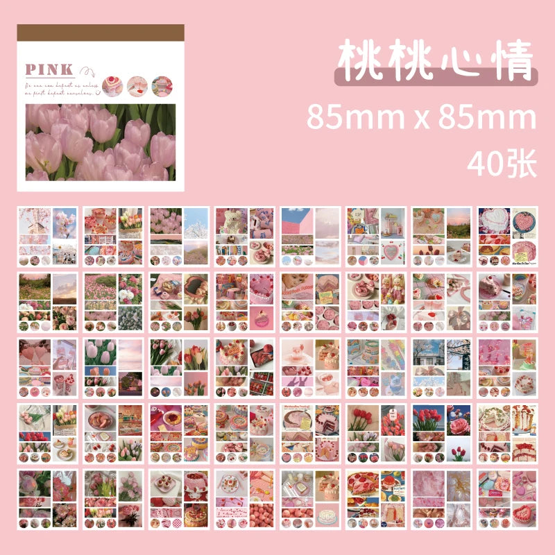50sheets 50 Patterns Washi Paper Ins Stickers Book Aesthetic Scenery Sticker for Scrapbooking Journals Album Diary DIY Paers 