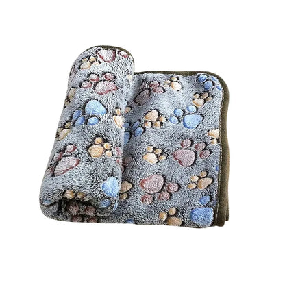 Soft Fluffy Pet Blanket Cute Cartoon Pattern Pet Mat Warm and Comfortable Blanket for Cat Dogs - Grey / M - 76x52cm