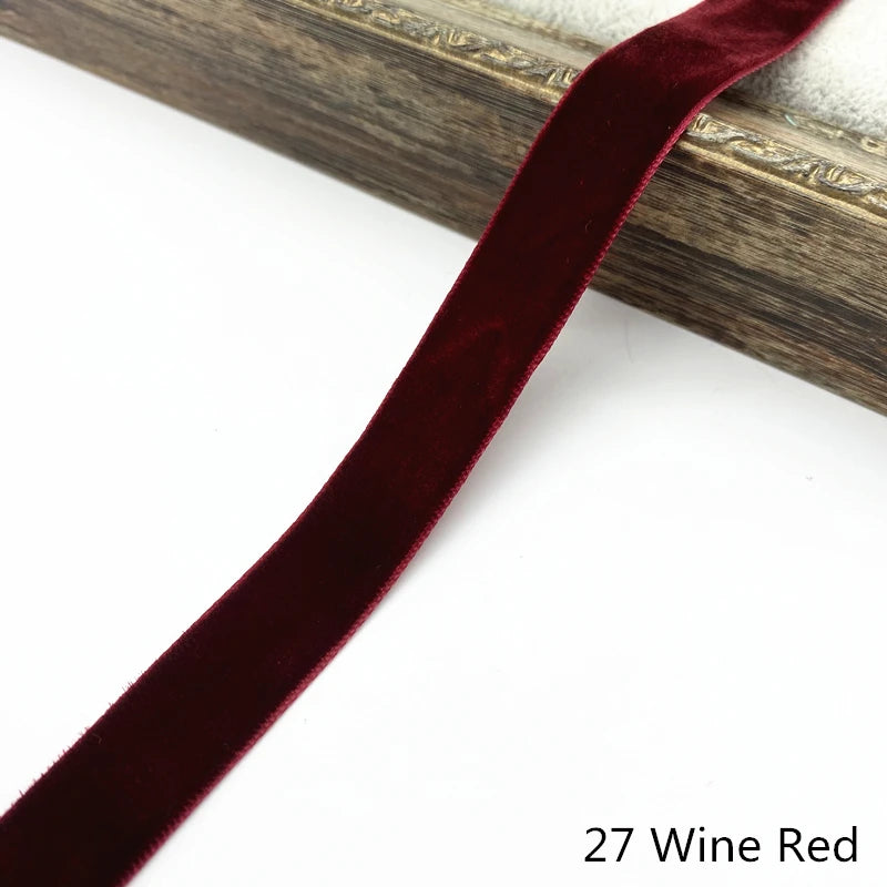 6-38mm Velvet Ribbon Wedding Party Decoration Handmade Gift Wrapping Hair Bowknot DIY Christmas #RoLi03 - 27 Wine Red / 6mm 5