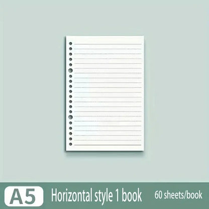 60 Sheets Notebook Refill Notepad Loose Leaf Binder Paper A4/ B5/A5 Blank/Grid/Lined Notebooks Writing Pads Office School - A