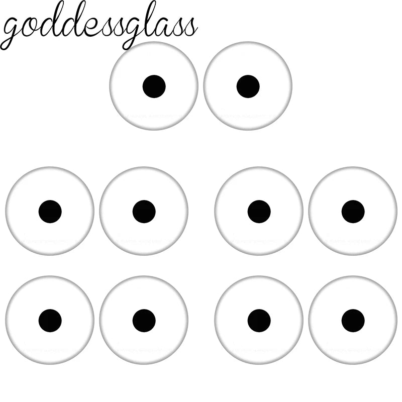 Glass Cartoon Doll Round Eyes Heart Pupil Lovely 10pcs 12mm/18mm/20mm/25mm Round Cabochon Flat Back Making Findings Jewelry