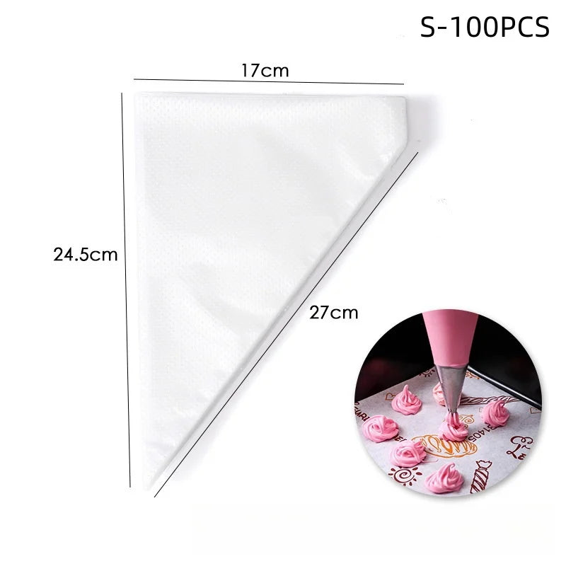 100/50/20pcs Disposable Piping Bag Pastry s Icing Fondant Cake Cream for Decorating Pastries Cakes Baking Tools - S100PCS