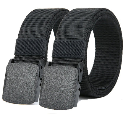 Military Automatic Buckle Nylon Belt Outdoor Hunting Multifunctional Tactical Canvas Belt Men Belt - 2PC QT3 black