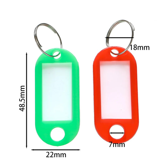 10/50Pcs Colors Plastic Key Tags with Card Label for DIY Keychain Kit Luggage Tag Hotel Number Classification