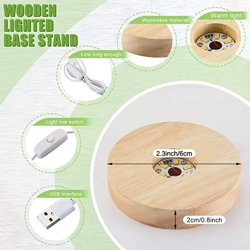 Wood Desktop Decorative Lights Light Base Night Light Wooden Led Usb Display Light Display Stand Lamp Holder Lamp Art Ornamen