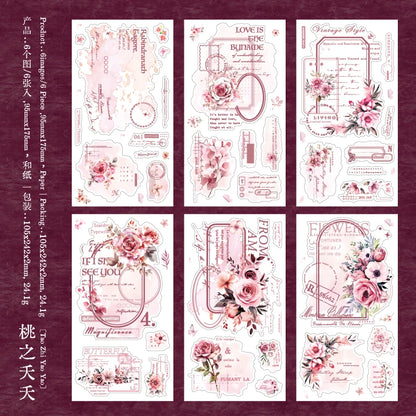Journal GO 6pcs Flower Shadow Decorative Sticker Fresh Plant Flowers Collage Scrapbooking Label Diy Diary Journal Planner Lab