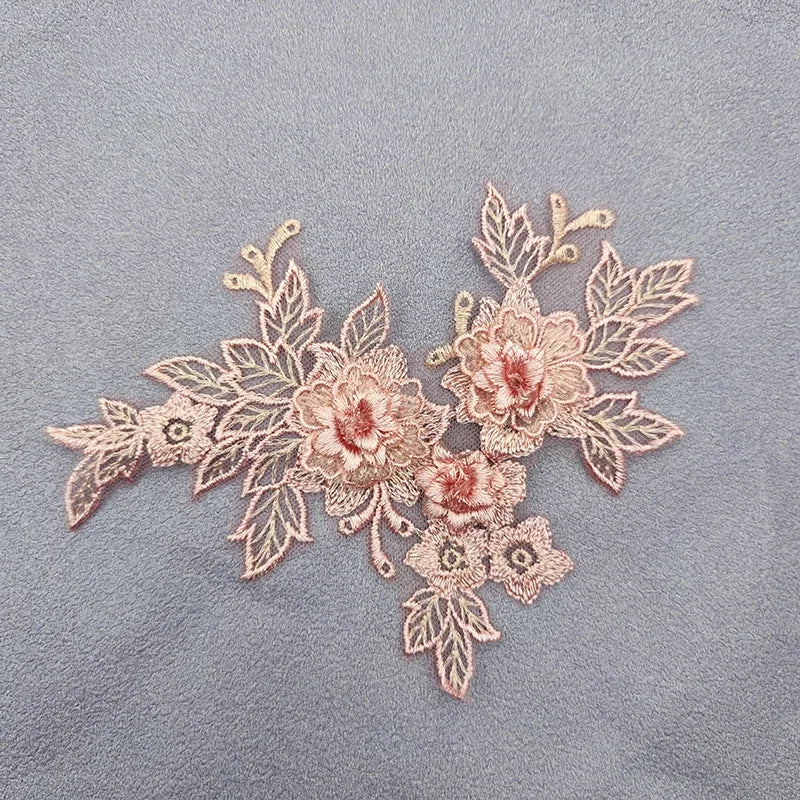 Lace Applique Sew on Patch Fabric 1Pair Embroidery Flower Exquisite Trim Patches Crafts Stickers Bag Gown Decoration Wholesal