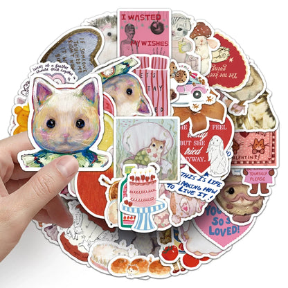10/30/50pcs Vintage Cute Animal Pattern Stickers Funny Cartoon Creative Sticker Laptop Luggage Phone Graffiti Decals Decorati