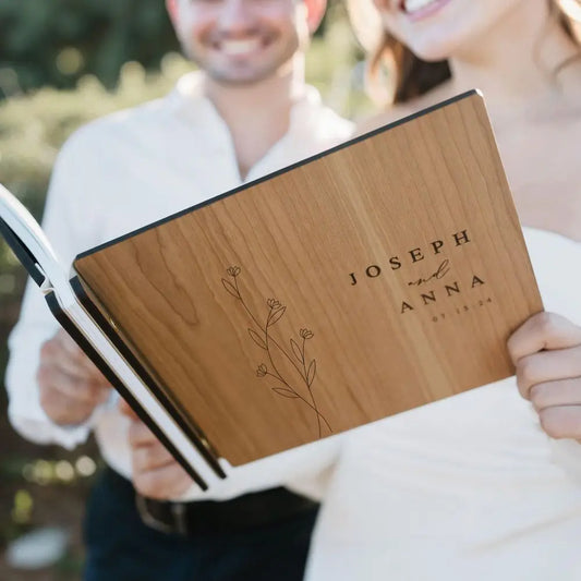Custom Guest Book Wedding Wooden Memorial Book Mr & Mrs Signing Book Engagement Party Decor Personalized Gift Photo Album
